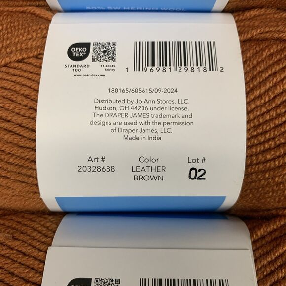 Lot Of 3 Draper James Cozy Wool Leather Brown Merino Wool & Acrylic Yarn New - Picture 5 of 5